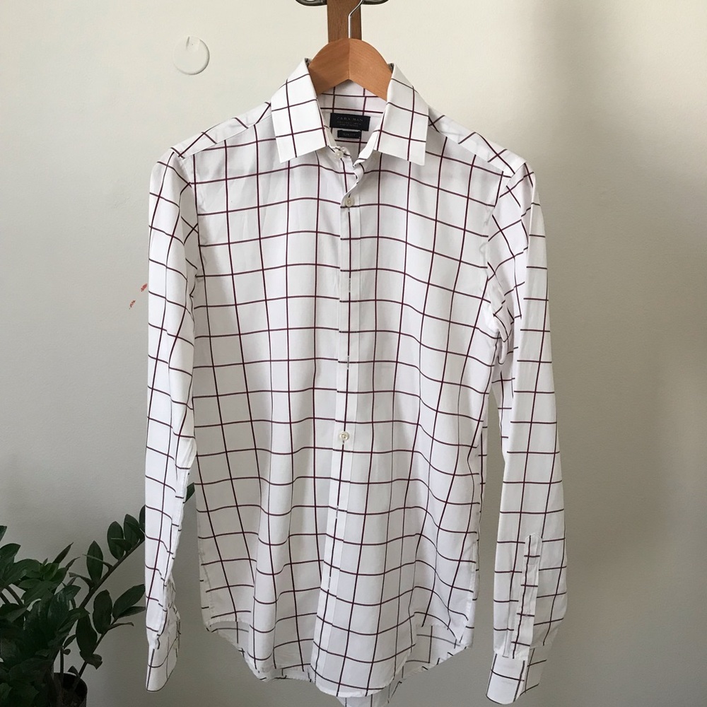 Zara red wine burgandy window pane slim fit